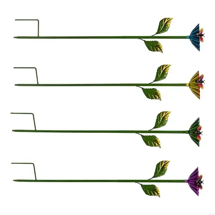Jeu 4 piquets jardin fleurs en métal pour l'extérieur