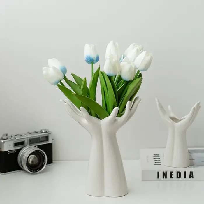 Vase en céramique bras de main Bouquet de paume accessoires d'arrangement de fleurs