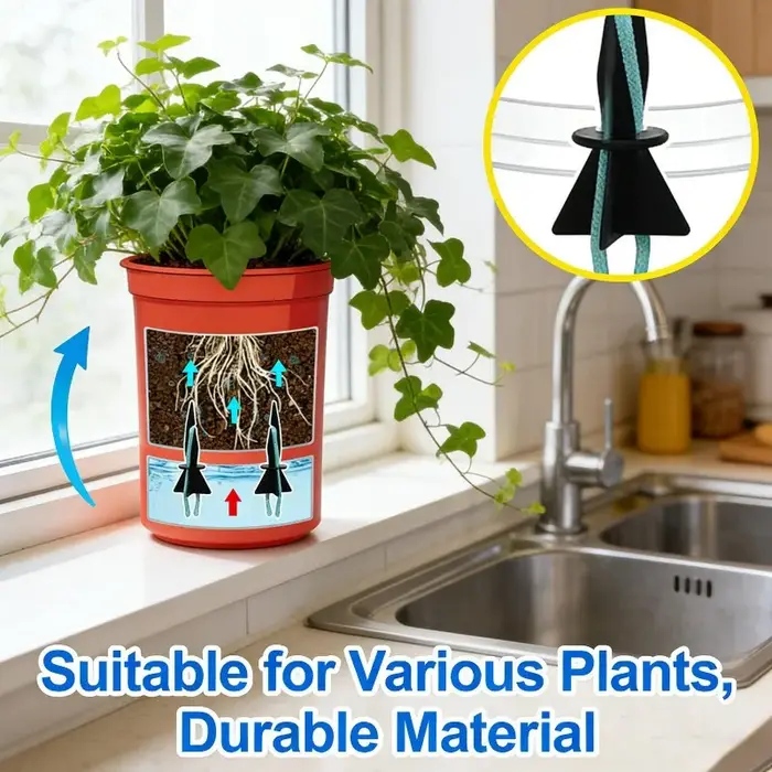 Système d'arrosage automatique pour plantes avec pics absorbants et cordes en coton