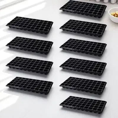 Lot de 10 plateaux de germination 50 cellules en plastique premium résistant aux fissures pour semis