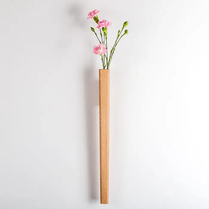 Vase à fleurs suspendu en bois massif
