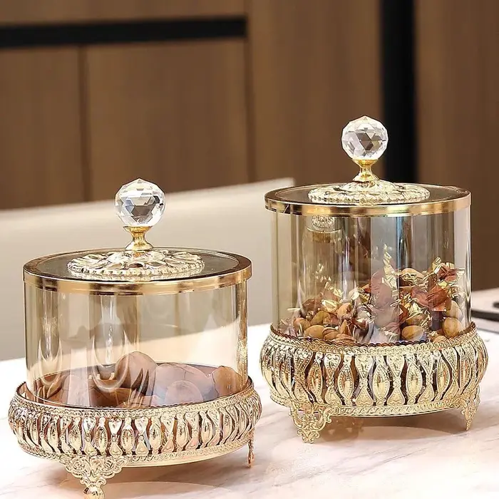1PCS Pot à bonbons en verre de luxe européen