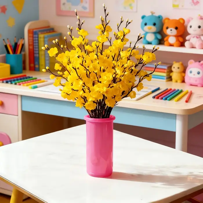 5 tiges de fleurs de prunier jaunes