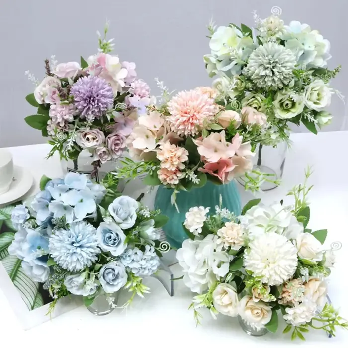 Fleurs artificielles De Mariée Roses Bouquet De Mariage Couronne Plantes Vases Maison Chambre En Plein Air Cour Décoration Accessoires Scrapbooking