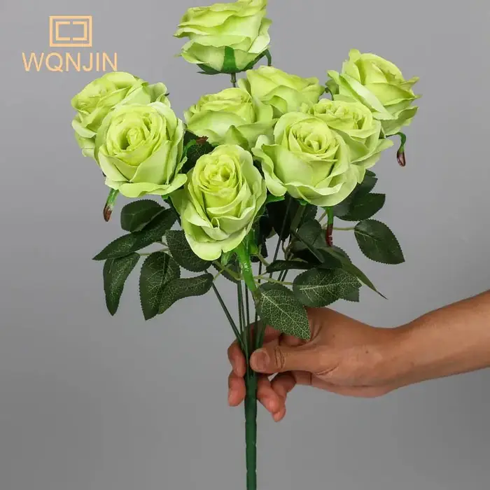 Fleurs artificielles violettes à 9 têtes, décoration de maison, 9 couleurs, fausses fleurs en soie d