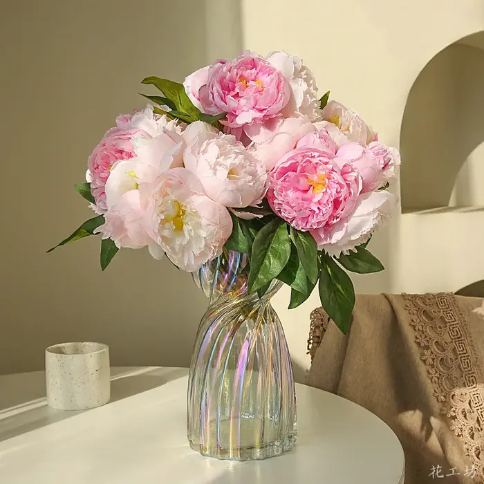 Bouquet de pivoines roses artificielles