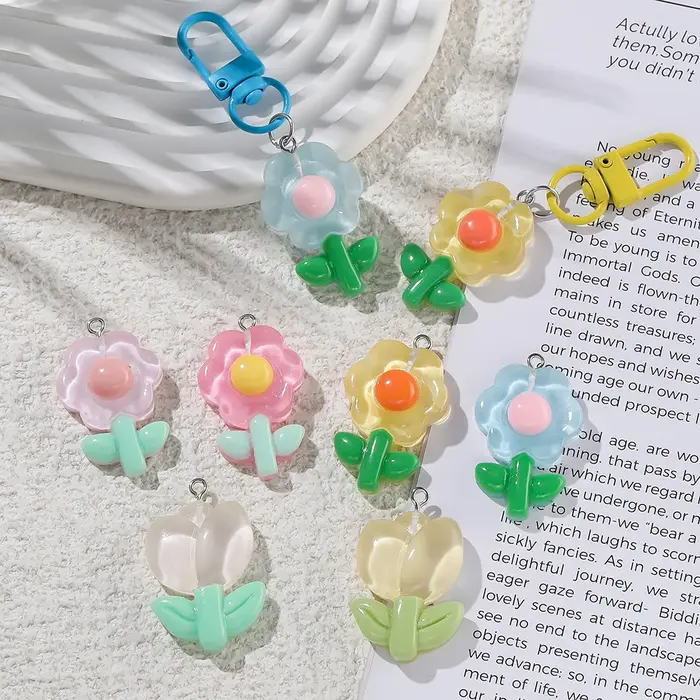 Pendentif tulipe tournesol en résine