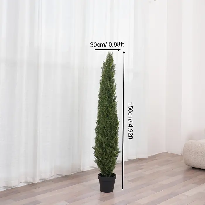 Grand Arbre Artificiel de 4.92/5.9/6.88/7.87ft, Faux Plantes de Sol Vertes avec Pot, Décoration de N