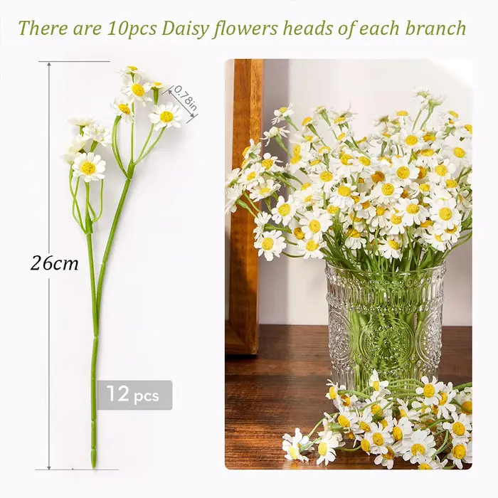 12-48 pièces de fleurs artificielles en forme de marguerite