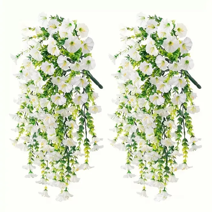 2 pièces de décorations suspendues artificielles de type volubilis et eucalyptus