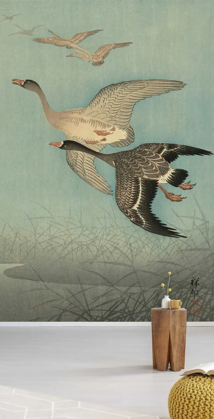 Papier peint régulier Vintage oiseaux volants