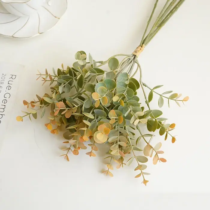 Bouquet de feuilles d'eucalyptus artificielles d'aloès vert, plantes en plastique, décoration de sal