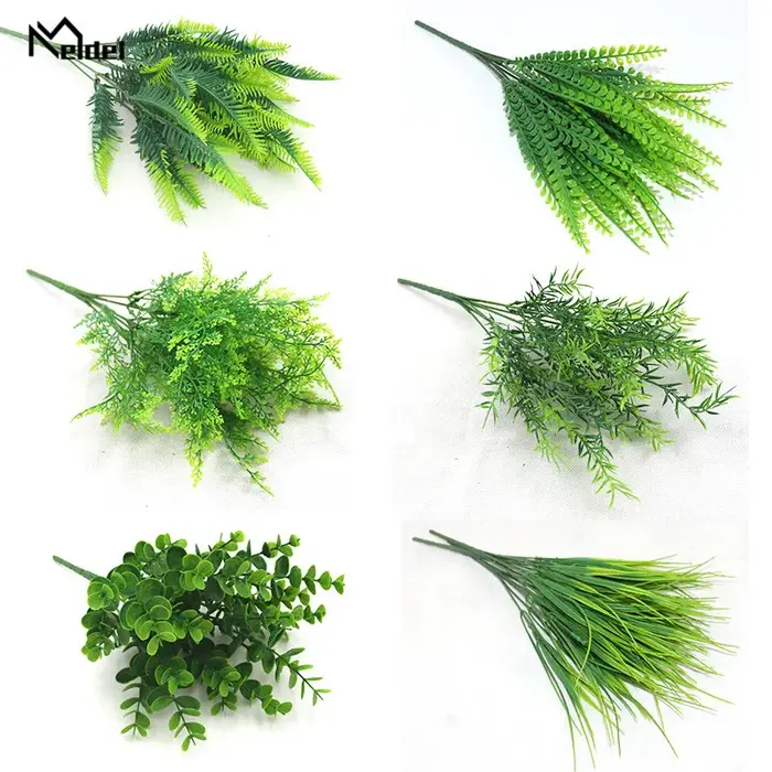 Meldel plantes artificielles en plastique 7 fourchettes imitation
