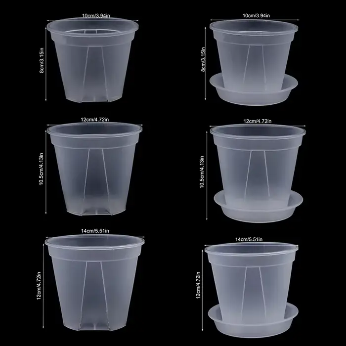 Pot de fleur Transparent avec plateau