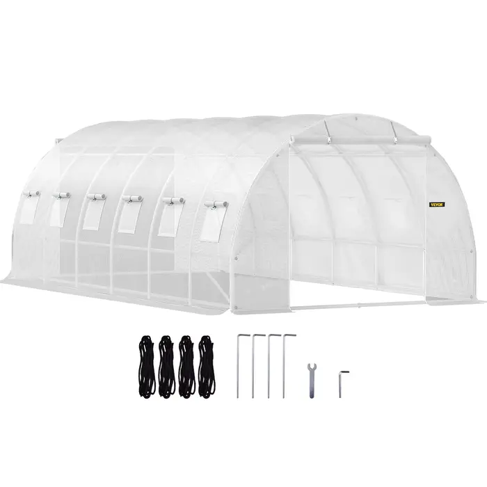 SucceBuy 20x10x7/15x7x7 pieds tunnel de marche serre plante maison chaude avec cerceaux en acier gal