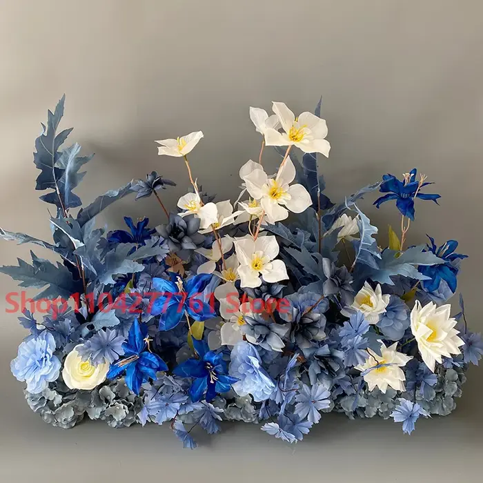 Série Bleue : Plante artificielle de roses et feuilles