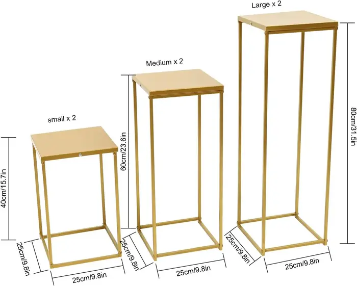 Supports floraux dorés pour décorations de mariage