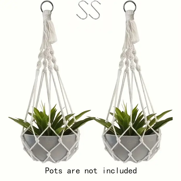 Cintres pour plantes bohème, 2 pièces, support pour Macramé noir et blanc avec crochet pour décorati
