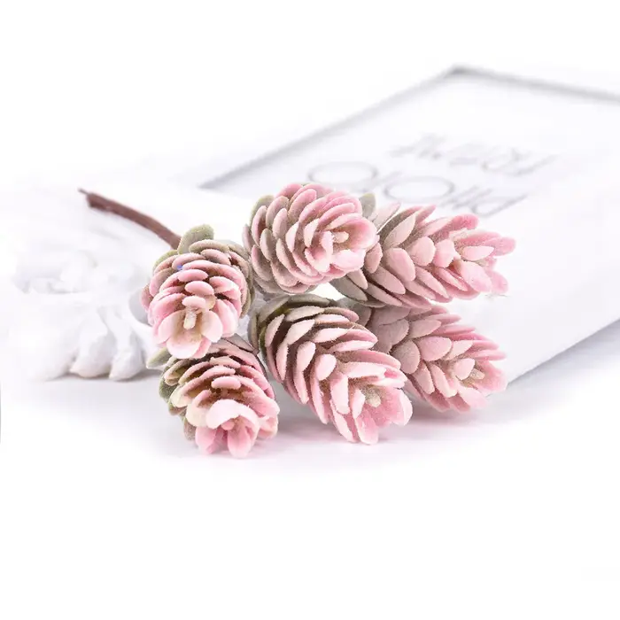 Fleurs artificielles en forme de pomme de pin, 6 pièces, branche de plante en plastique, pour décora