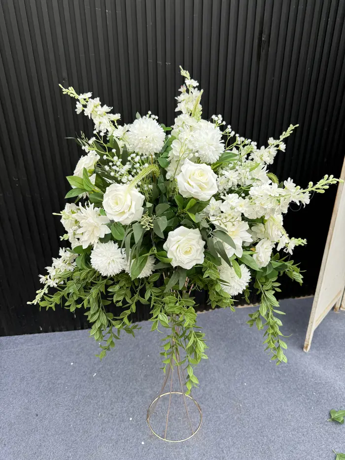 Plantes vertes fleurs artificielles décoration de mariage route plomb fleur boule Table pièce maîtresse événement décor Arrangement Floral