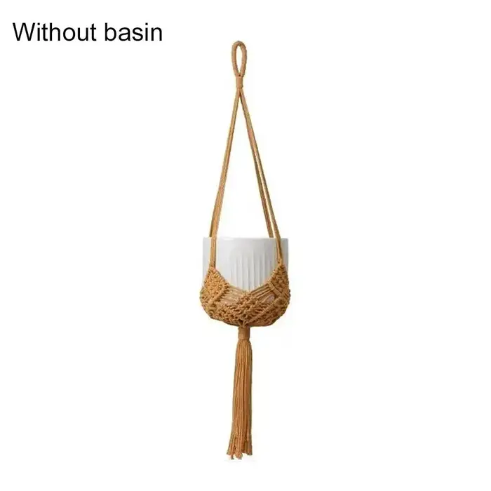 Porte-plante en macramé fait main en corde de coton