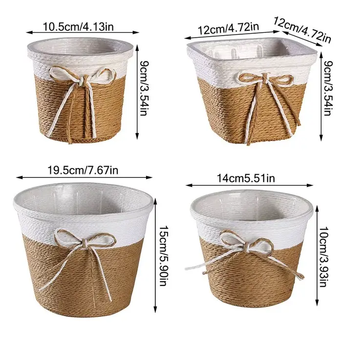 Pot de fleurs tressé en corde de papier