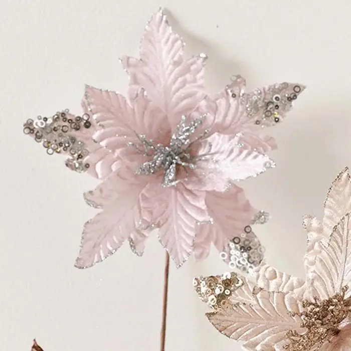 Poinsettia de noël à paillettes