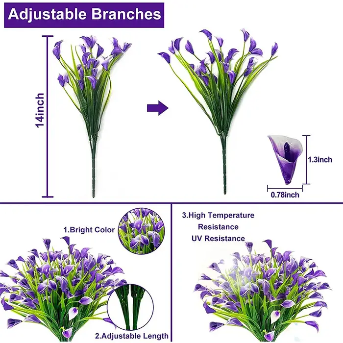 Fleurs artificielles Calla Lily fausses fleurs pour extérieur intérieur extérieur bureau maison jard