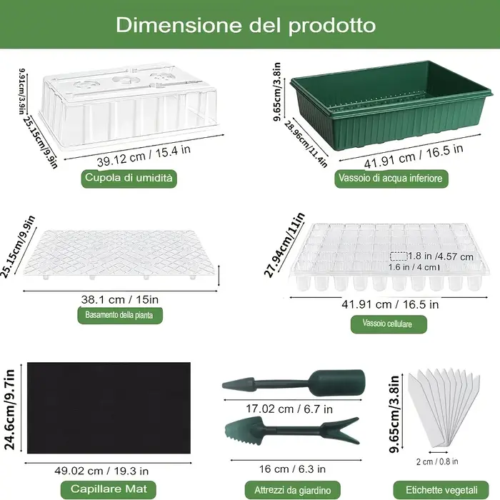 Kit de germination intérieur pour graines de plantes avec plateau à semis auto-arrosant 60/120 cellules