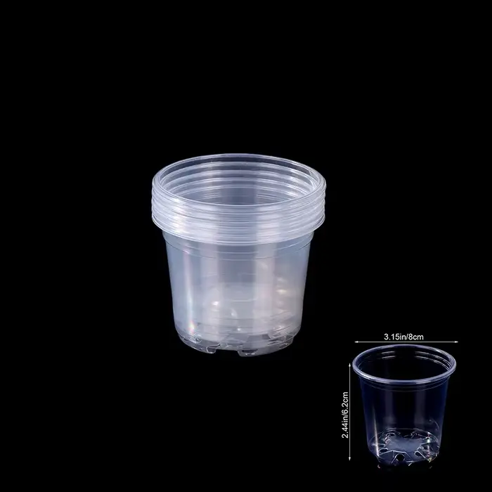 Pot de fleurs en plastique transparent avec trou de drainage, pour la croissance des racines, visibi