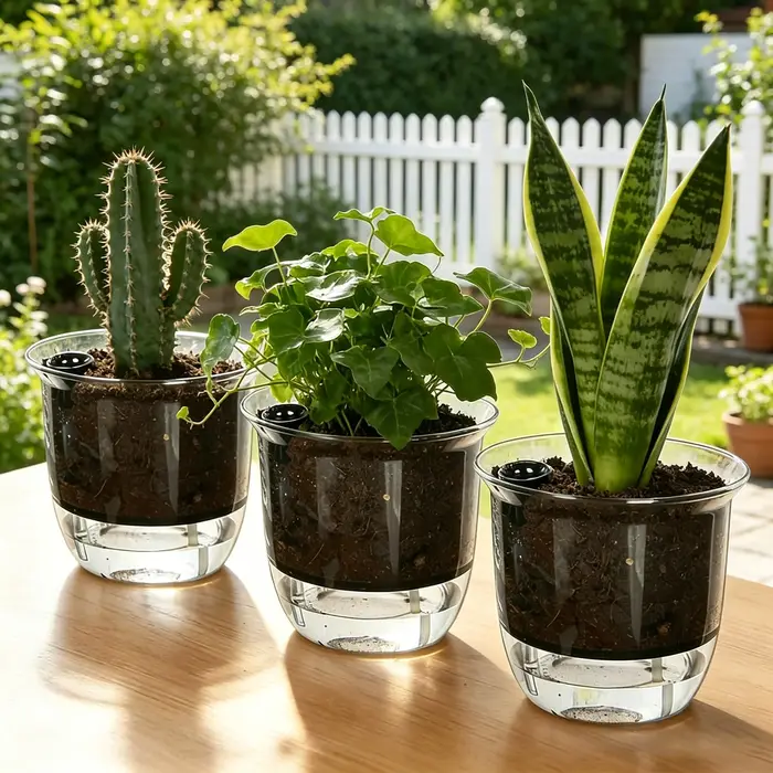 Lot de 2 pots auto-arrosants