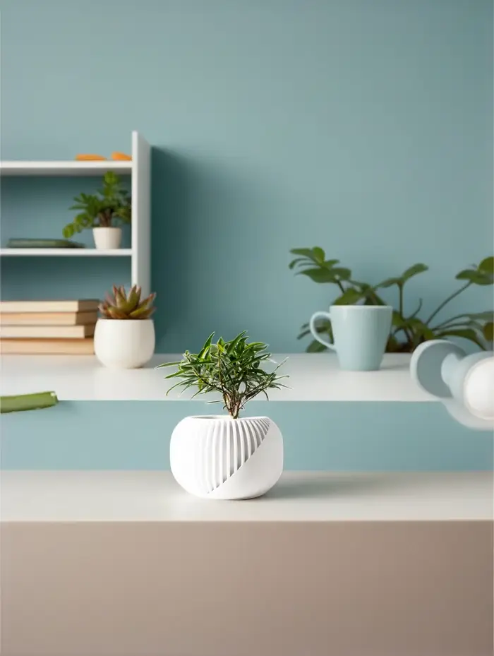 Pot à plantes moderne et minimaliste imprimé en 3D - Pot à fleurs biodégradable pour la décoration de la maison