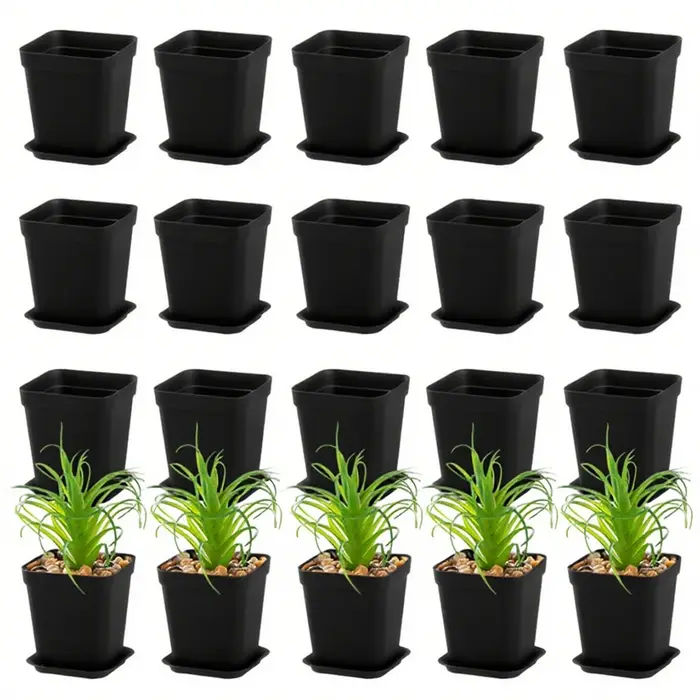 Pots de plantes à fleurs carrés noirs de 7cm