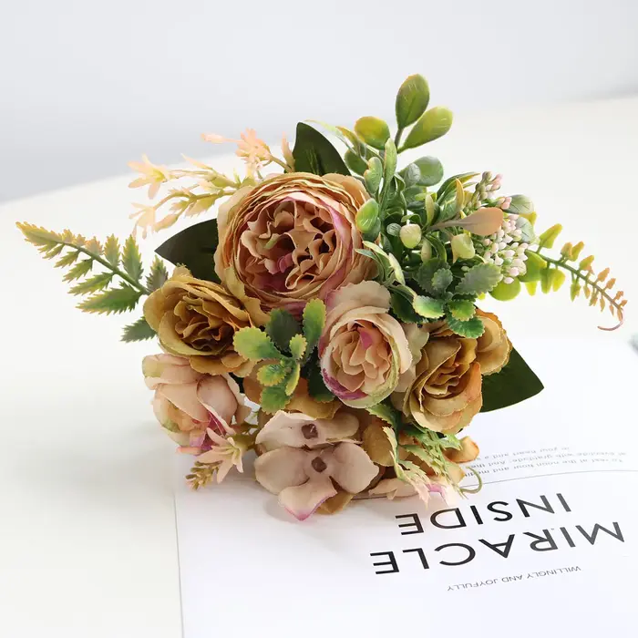 Pivoines Rose fleurs artificielles automne fausse pivoine soie hortensia fleurs Bouquet arrangements