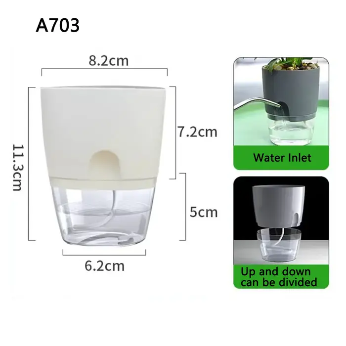 Pot de fleur en plastique Transparent Double couche, Pot de fleurs auto-arrosage, corde en coton, pe