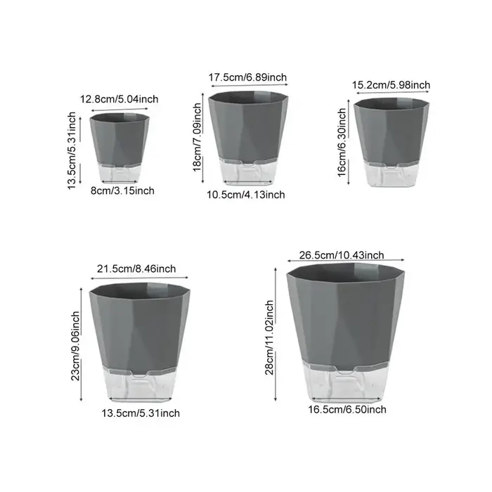 Pot de fleurs auto-arrosant avec réservoir d'eau latéral transparent