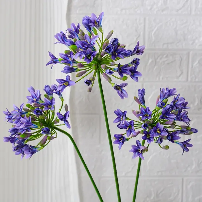 Fleurs artificielles de luxe Agapanthus africain à longue tige de 75 cm pour mariage