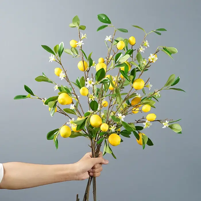 Citron jaune avec des fleurs blanches