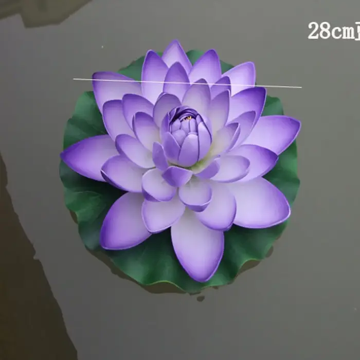 Grandes fleurs de lotus artificielles flottantes pour étangs - Décorations réalistes de nénuphars de 28 cm en blanc, rose, bleu, jaune