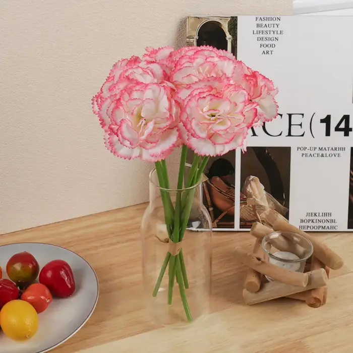 Bouquet d'œillets artificiels en soie