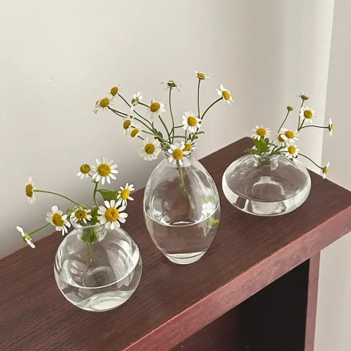 Mini vase à fleurs en verre transparent