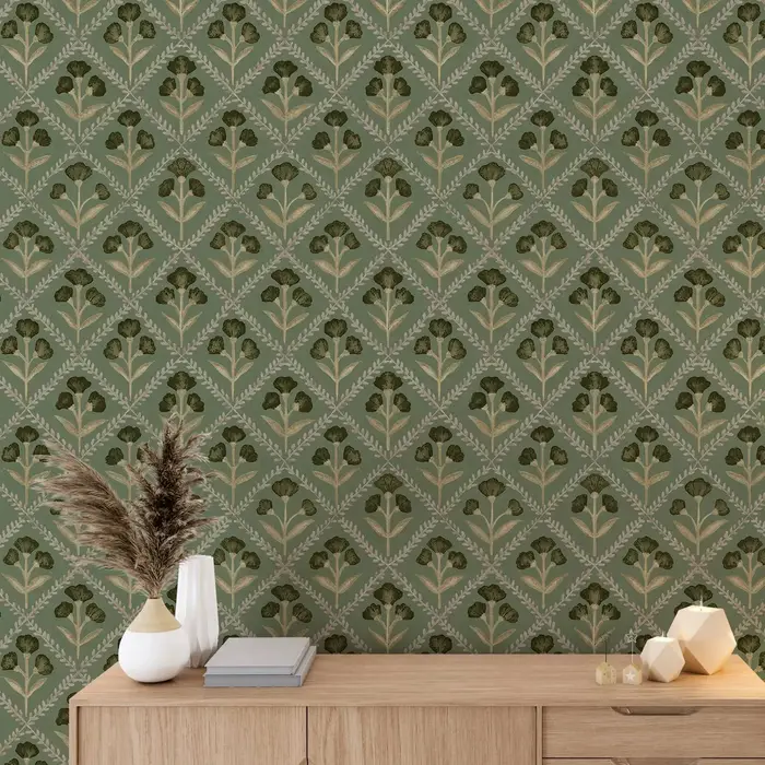 Papier peint plantes modernes vertes