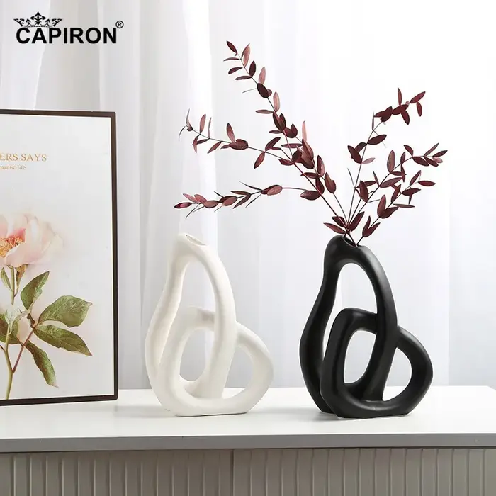 CAPIRON-Vase en céramique abstrait, arrangement floral, salon, bureau de table, accessoires de décor