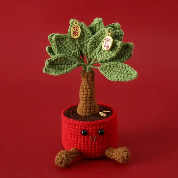 Plantes au crochet créatives en Pot, Pot de plantes tricoté mignon, décoration de blé artificiel, ca