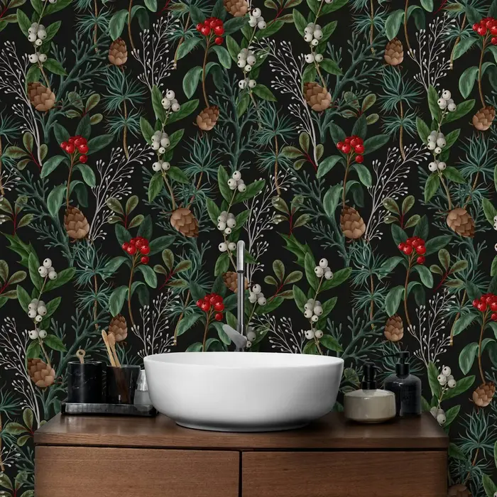 Papier peint botanique foncé peler et coller
