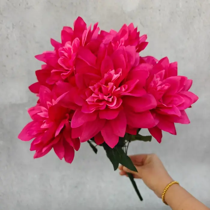 Simulation de fleur Dahlia à 7 têtes de grand diamètre, mille couches, décoration de mariage pour la