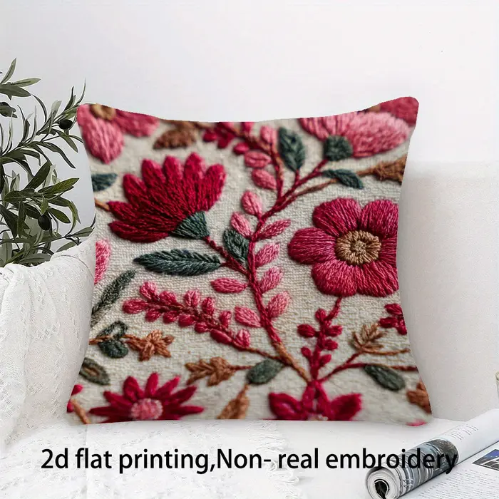 Housses de coussin imprimées en 2D à motifs floraux