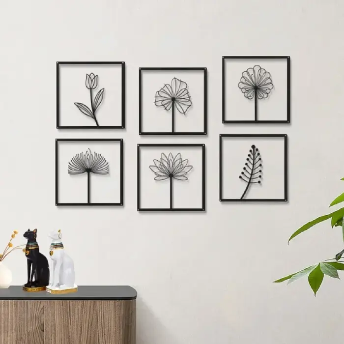 Nordique fleur métal mur Art macramé mur pendentif décor salon suspendus