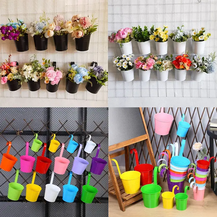 Pots de fleurs en métal avec trous de proximité