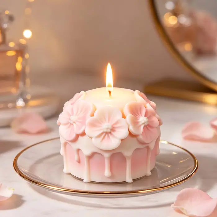 Moule à bougie parfumée en silicone Fleur de cerisier, moule de moulage floral DIY pour gypse et résine époxy, décoration de bureau romantique Sakura